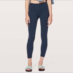Lululemon Wunder Under Hi Rise 7/8 Tight True Navy Sz 4